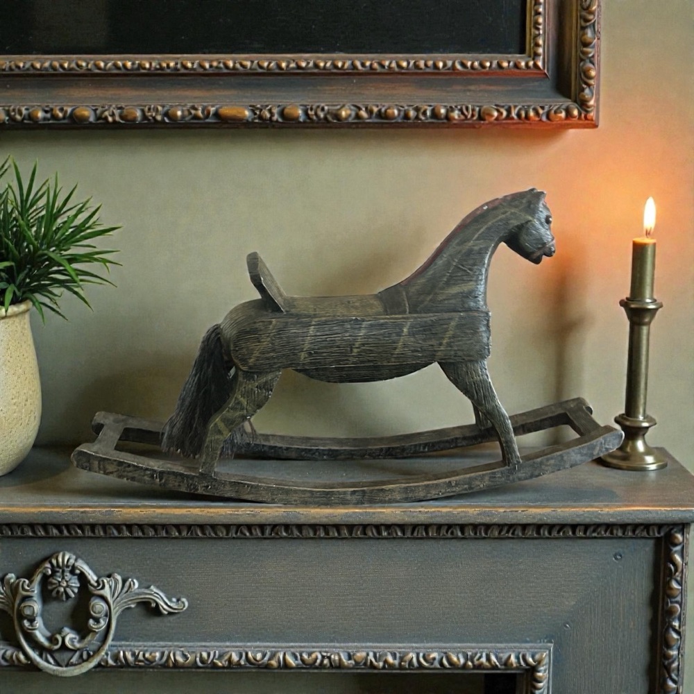 Vintage Silvestri Folk Art Rocking Horse Figurine – Large 11” Primitive Decor